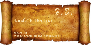 Hanák Dorina névjegykártya